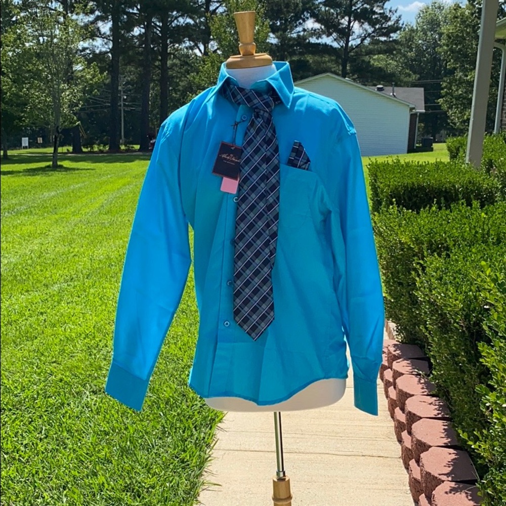 Alberto Danelli Teal Button Up Dress Shirt